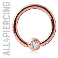 Кольцо с кристаллом, покрытие "розовое золото"